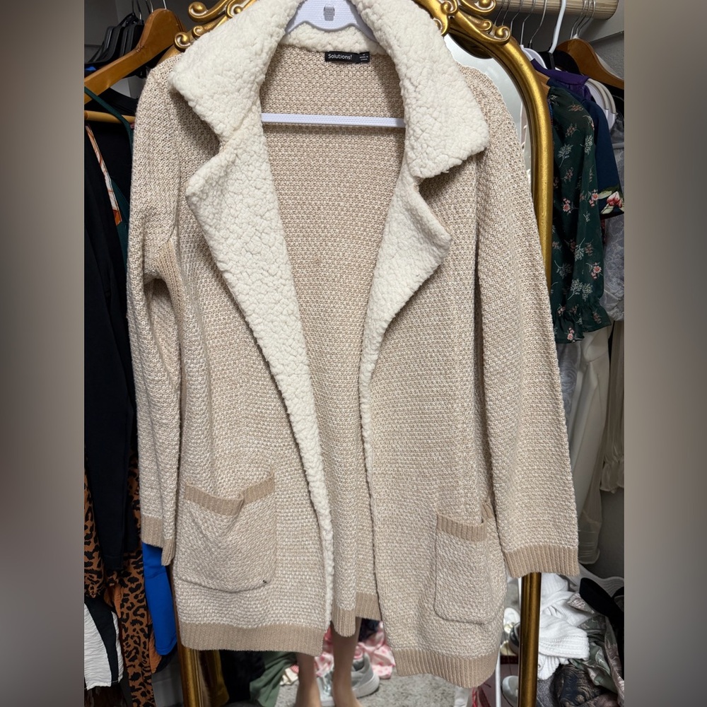 Elegant Beige Open-Front Cardigan